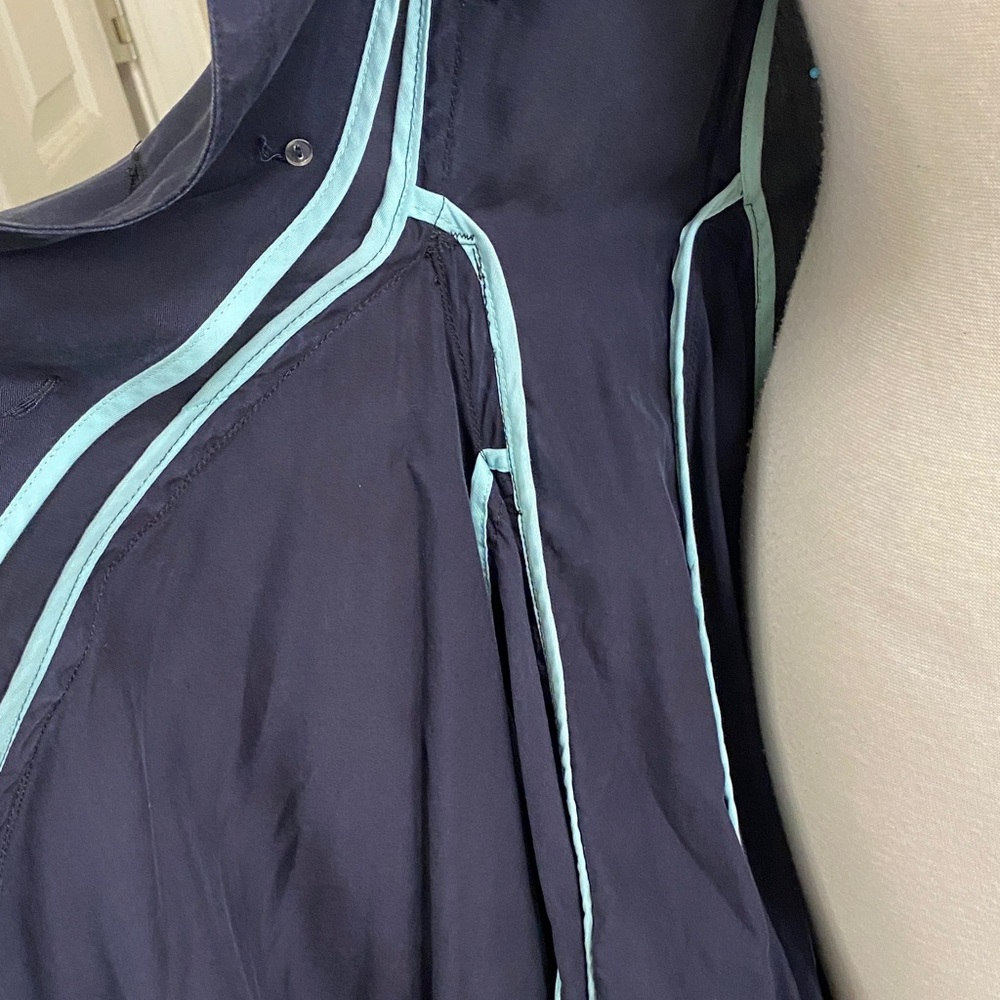 dRA for Anthropologie Navy‎ Double-Breasted Long Sleeve Trench Coat - Picture 7 of 7